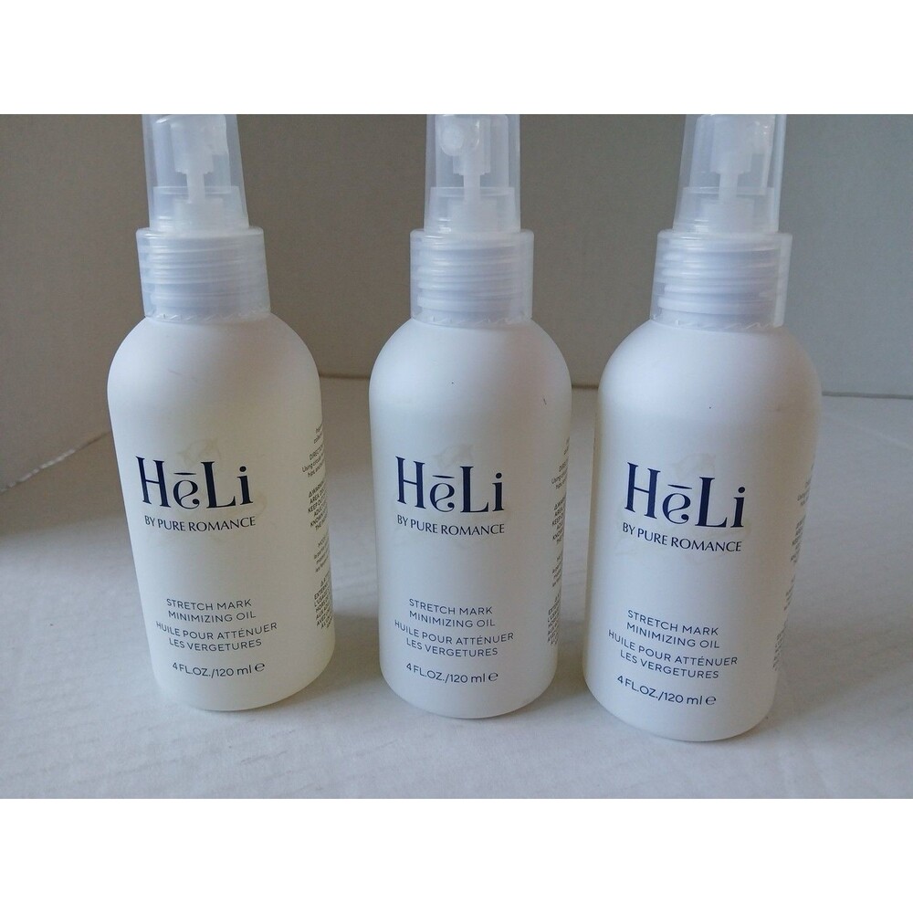 Pure Romance HeLi Stretch Mark Minimizing Oil 4 Fl oz Bottle New Sealed Set Of 3